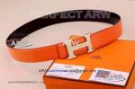 Perfect Replica Hermes Orange Leather Belt W Diamond Buckle Buy Online